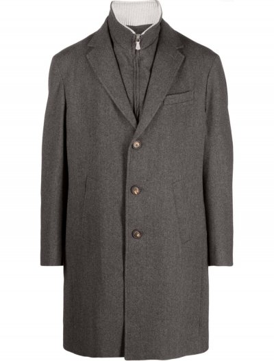 Wool coat with detachable inner side