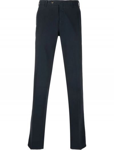 Slim fit blended cotton trousers